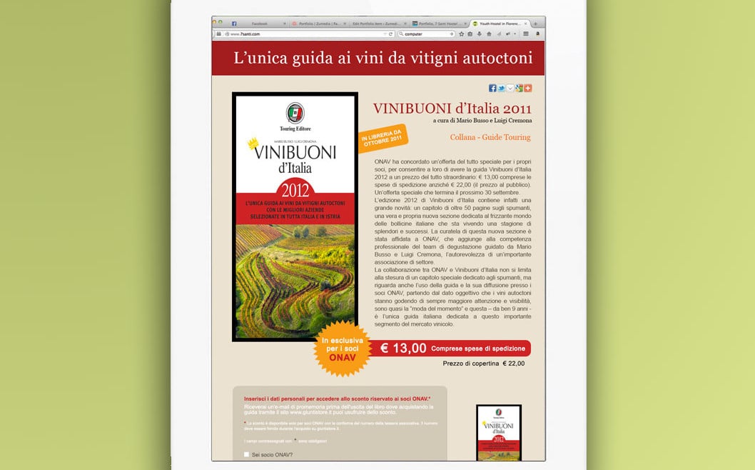 Realizzazione landing page GUIDA VINI BUONI D'ITALIA 2011