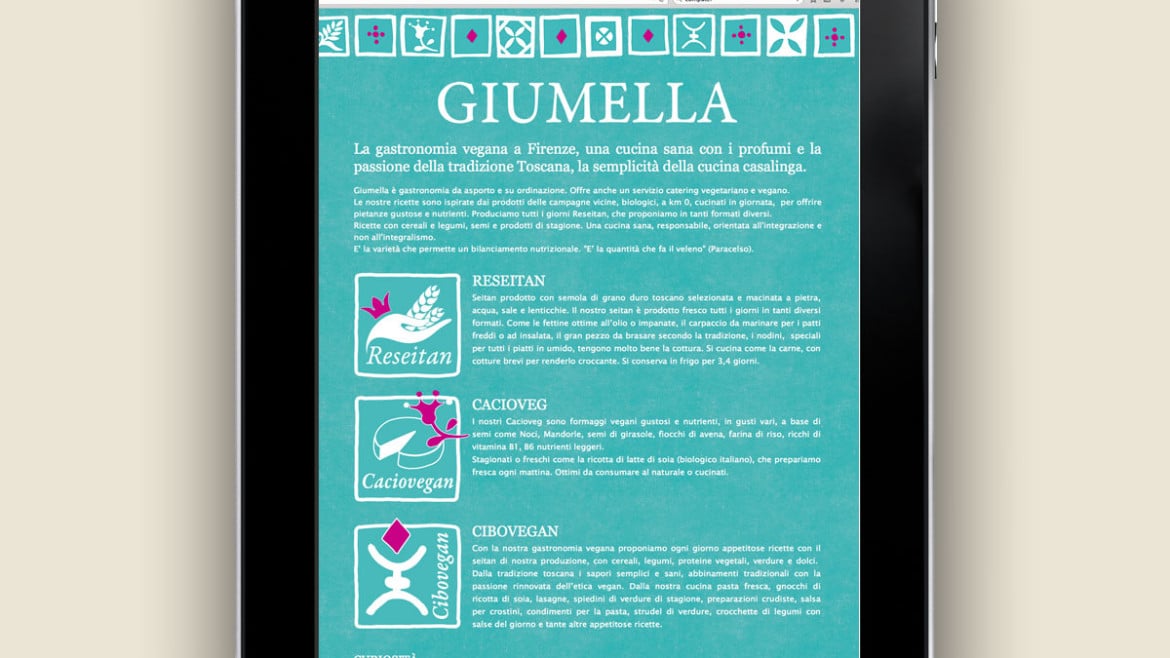 realizzazione sito web GIUMELLA gastronomia vegana